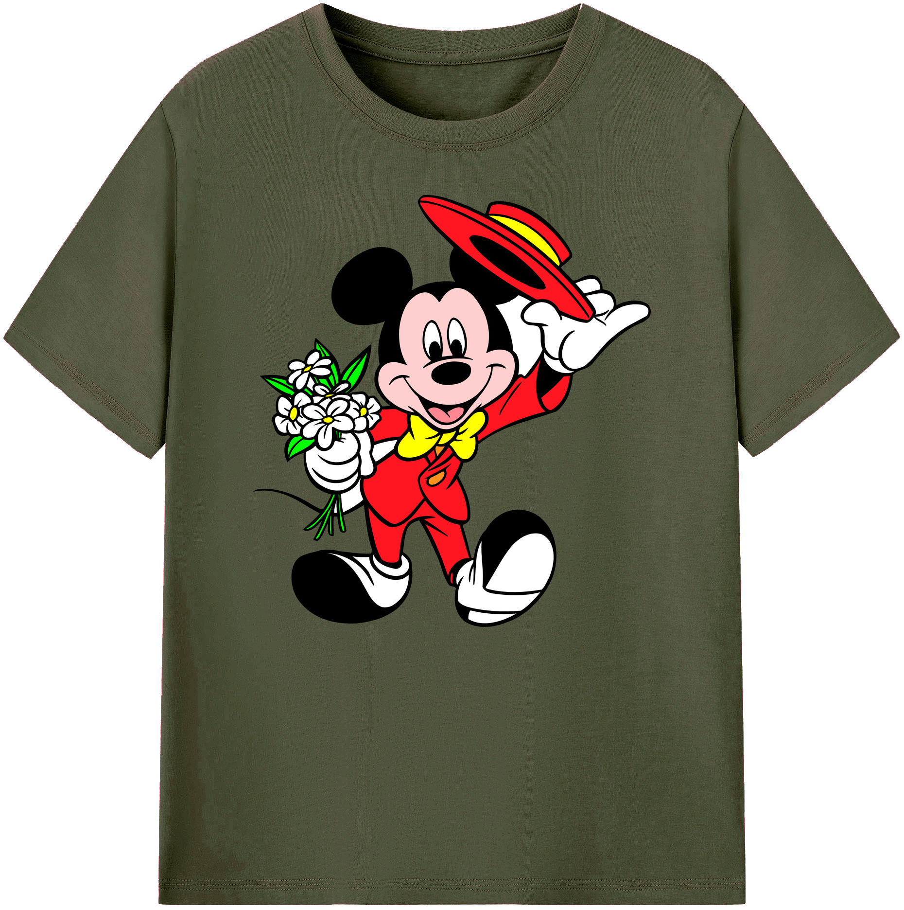 ミッキーマウス Mickey Mouse 綿100％ メンズ半袖Tシャツ｜肌触りやわらか＆通気性